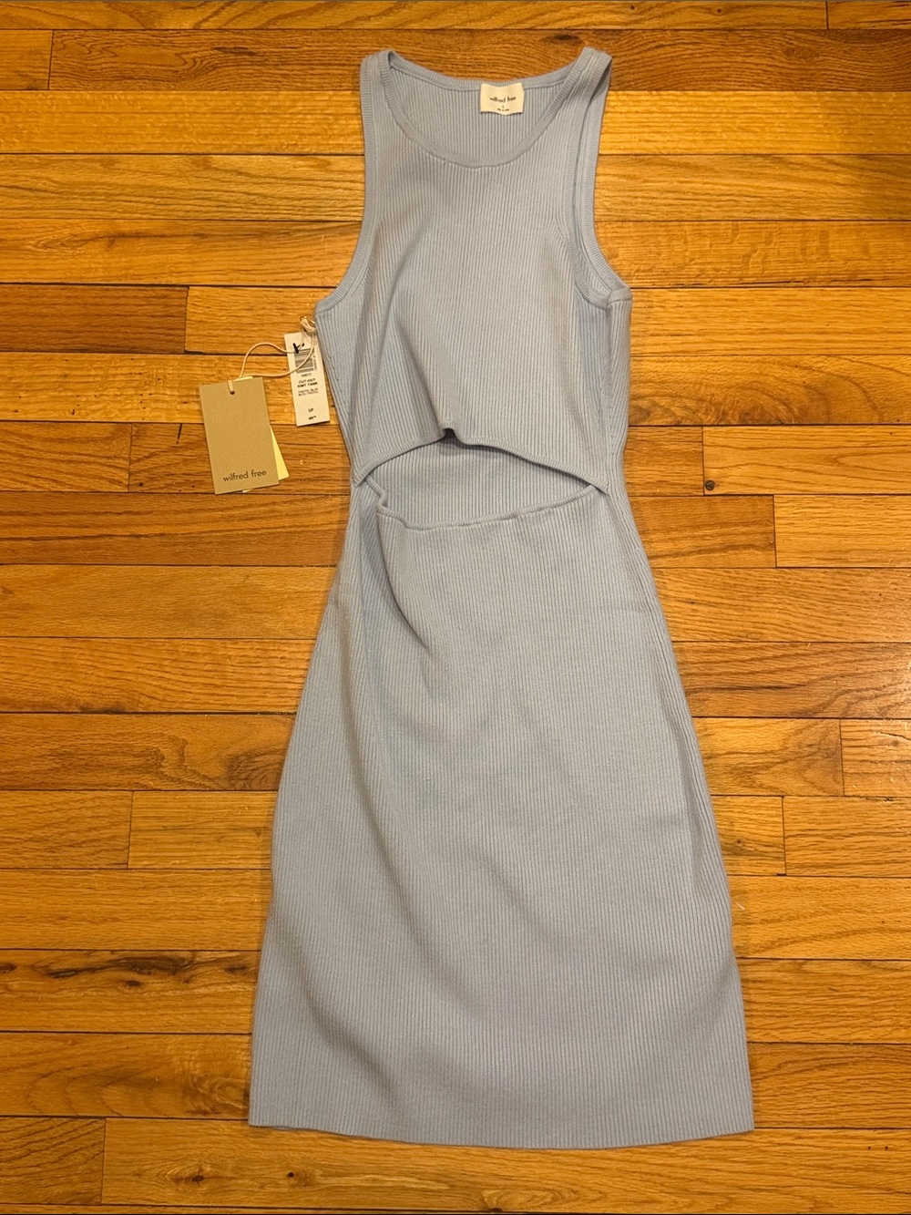 Wilfred Light Blue Ribbed Cutout Tank Dress NWT